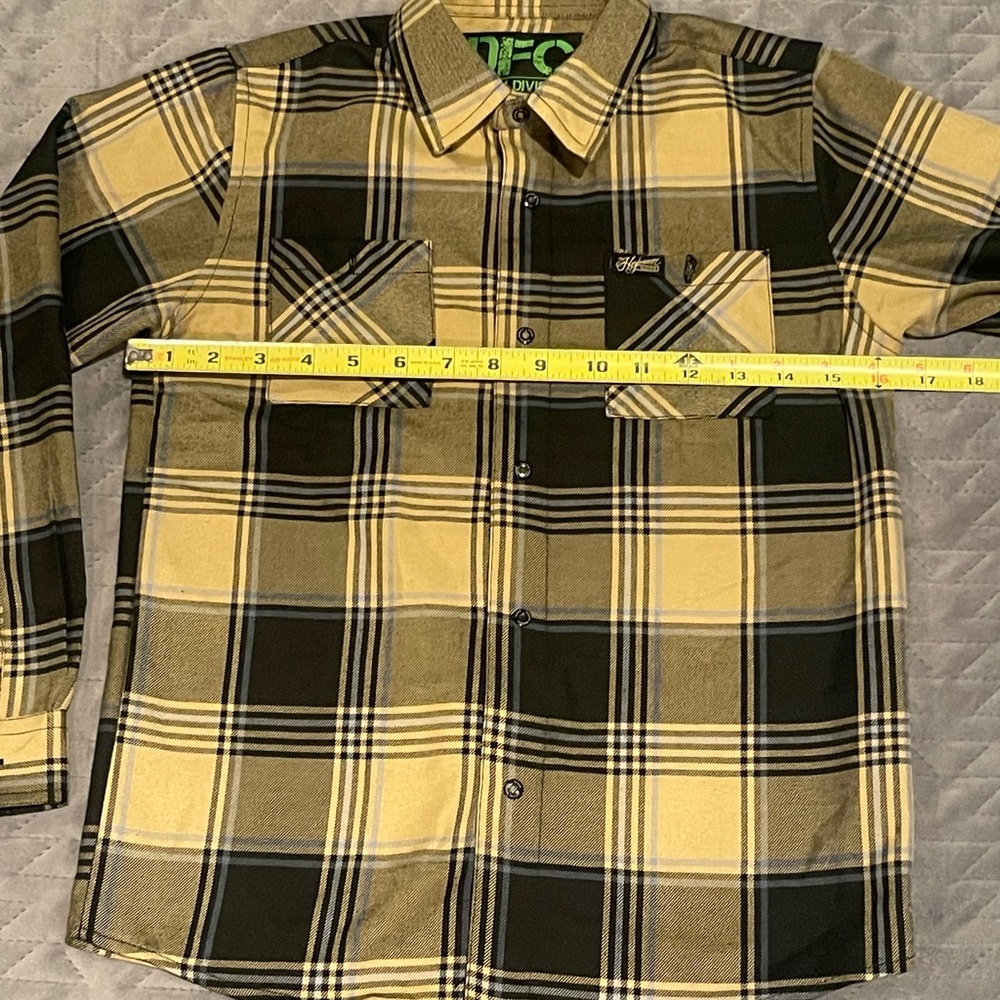 Dixxon youth division‎ flannel shirt size medium black/yellow NWOT - Picture 8 of 11